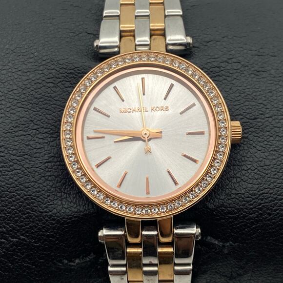 Elegant Michael Kors Silver & Rose Gold Crystal Watch MK3298 main image 5